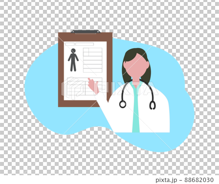 カルテと診断結果を説明する医者の女性 人物 イラスト カルテと診断結果を説明する医者の女性 人物 イラスト 88682030