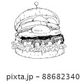 豪華なハンバーガーの線画 88682340