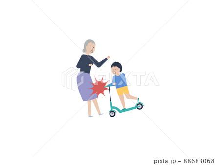 キックボードによる交通事故のイラスト素材 キックボードによる交通事故のイラスト素材 88683068