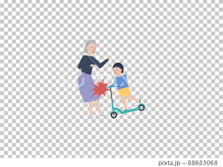 キックボードによる交通事故のイラスト素材 キックボードによる交通事故のイラスト素材 88683068