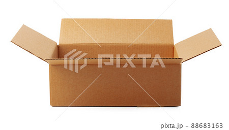 Open brown cardboard box isolated on white 88683163