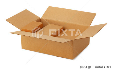 Craft cardboard boxes isolated on white background 88683164