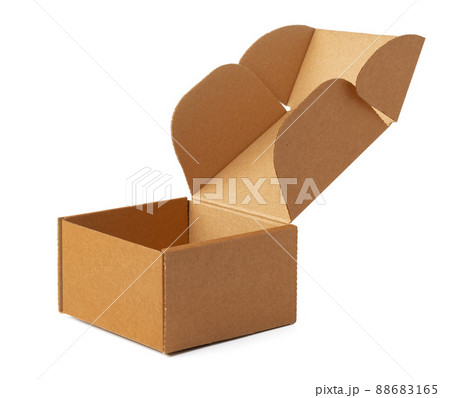 Open brown cardboard box isolated on white 88683165