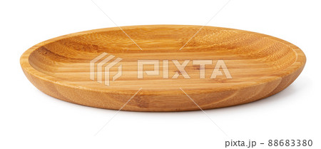 Wooden plate isolated on white background, close up Wooden plate isolated on white background, close up 88683380