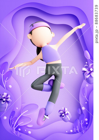 3D rendering of cute cartoon girl 3D rendering of cute cartoon girl 88683739