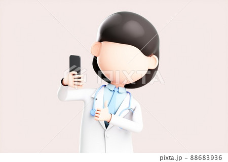 3D rendering of cute cartoon girl 3D rendering of cute cartoon girl 88683936