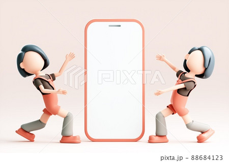 3D rendering of cute cartoon girl 88684123