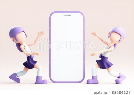 3D rendering of cute cartoon girl 88684127
