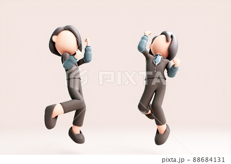 3D rendering of cute cartoon girl 88684131