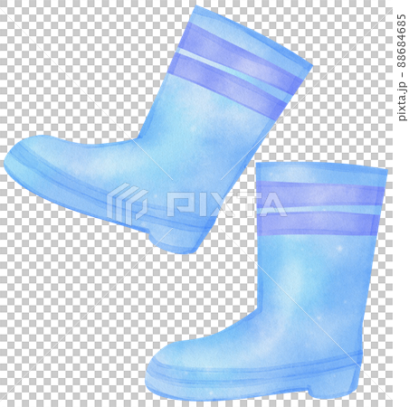 Happy rainy kids. Water season characters playing in wet watercolor 88684685