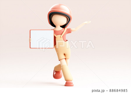 3D rendering of cute cartoon girl 88684985