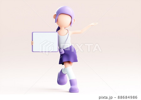 3D rendering of cute cartoon girl 88684986