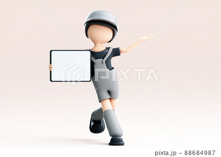 3D rendering of cute cartoon girl 88684987