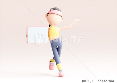 3D rendering of cute cartoon girl 88684988
