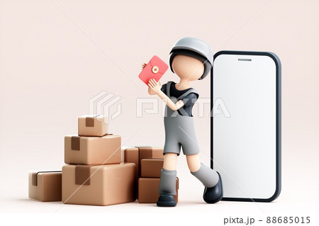 3D rendering of cute cartoon girl 3D rendering of cute cartoon girl 88685015