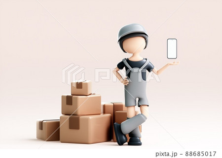 3D rendering of cute cartoon girl 88685017