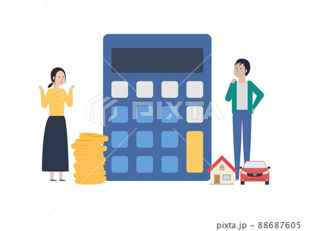結婚したら生活費はどれくらい必要？なイラスト素材 88687605