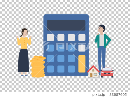 結婚したら生活費はどれくらい必要？なイラスト素材 88687605