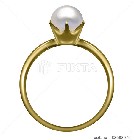 6月誕生石・宝石　真珠の金の指輪・リング　ラスター素材 88688070