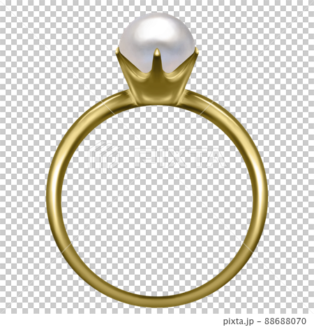 6月誕生石・宝石　真珠の金の指輪・リング　ラスター素材 88688070