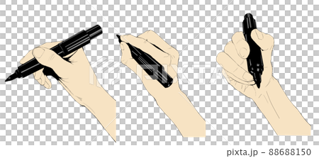 サインペンを使う手のイラストセット 88688150