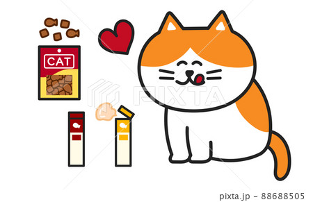猫とおやつのイラスト　セット 88688505