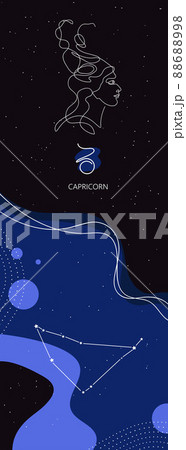 Zodiac background. Capricorn constellation. Vertical banner. 88688998