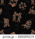 Seamless pattern with zodiac signs. Vector illustration. Starry sky. Zodiac constellations. 88689029