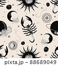 Zodiac constellation Scorpio. Seamless pattern. The zodiac constellation Pisces. Seamless pattern. 88689049