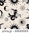 Zodiac constellation Capricorn. Seamless pattern. The zodiac constellation Pisces. Seamless pattern. 88689069