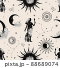 Zodiac constellation Virgo. Seamless pattern. The zodiac constellation Pisces. Seamless pattern. 88689074