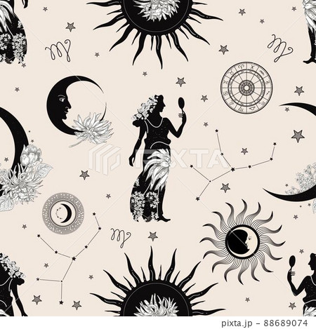 Zodiac constellation Virgo. Seamless pattern. The zodiac constellation Pisces. Seamless pattern. Zodiac constellation Virgo. Seamless pattern. The zodiac constellation Pisces. Seamless pattern. 88689074