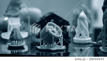 Objects photopolymer printed on stereolithography 3D printer, 88689642