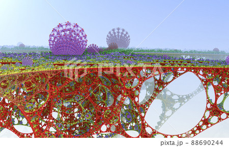 Abstract Computer generated Fractal design. 3D Aliens Illustration of a Beautiful infinite mathematical mandelbrot set fractal futuristic multicolor city Abstract Computer generated Fractal design. 3D Aliens Illustration of a Beautiful infinite mathematical mandelbrot set fractal futuristic multicolor city 88690244