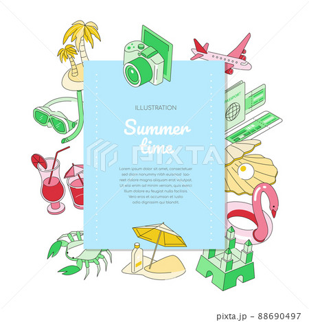 Summer time - modern isometric blue banner with copy space for text 88690497