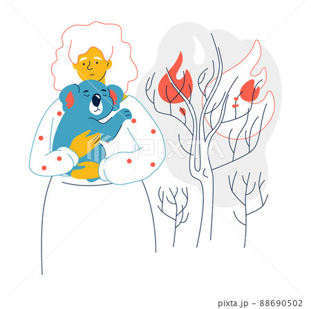 Rescue animals from fire - modern flat design style illustration Rescue animals from fire - modern flat design style illustration 88690502
