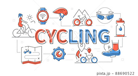 Cycling - modern flat design style red and blue web banner Cycling - modern flat design style red and blue web banner 88690522