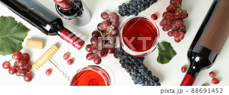 Concept of red wine tasting on white background Concept of red wine tasting on white background 88691452