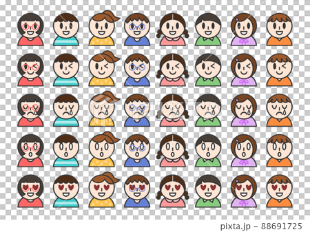 Facial expression icon illustration child set B color Facial expression icon illustration child set B color 88691725
