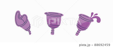 Menstrual cup for feminine hygiene. Isolated vector set. 88692459