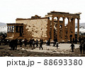 Temple Erechtheion with the famous porch of the caryatids instead of columns in the Acropolis 88693380