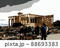 Temple Erechtheion with the famous porch of the caryatids instead of columns in the Acropolis 88693383