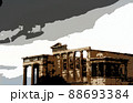 Temple Erechtheion with the famous porch of the caryatids instead of columns in the Acropolis 88693384