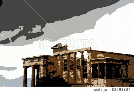 Temple Erechtheion with the famous porch of the caryatids instead of columns in the Acropolis 88693384