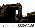 Temple Erechtheion with the famous porch of the caryatids instead of columns in the Acropolis 88693386