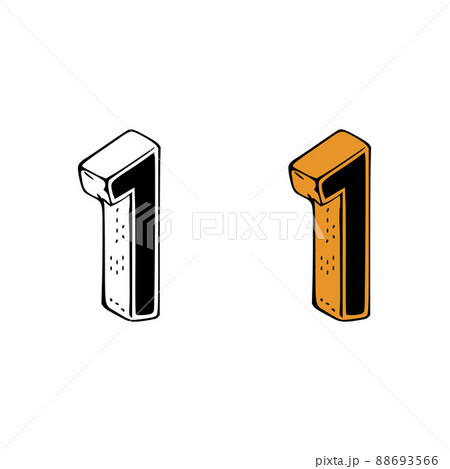 Isometric number 1 doodle vector illustration on white background. Number clip art. Isometric number 1 doodle vector illustration on white background. Number clip art. 88693566