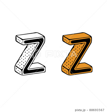 Isometric letter z doodle vector illustration on white background. Letters clip art. Isometric letter z doodle vector illustration on white background. Letters clip art. 88693567