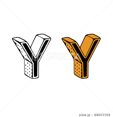 Isometric letter y doodle vector illustration on white background. Letters clip art. Isometric letter y doodle vector illustration on white background. Letters clip art. 88693568