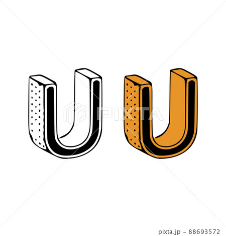 Isometric letter u doodle vector illustration on white background. Letters clip art. Isometric letter u doodle vector illustration on white background. Letters clip art. 88693572