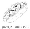 ホットドッグの線画 88693596